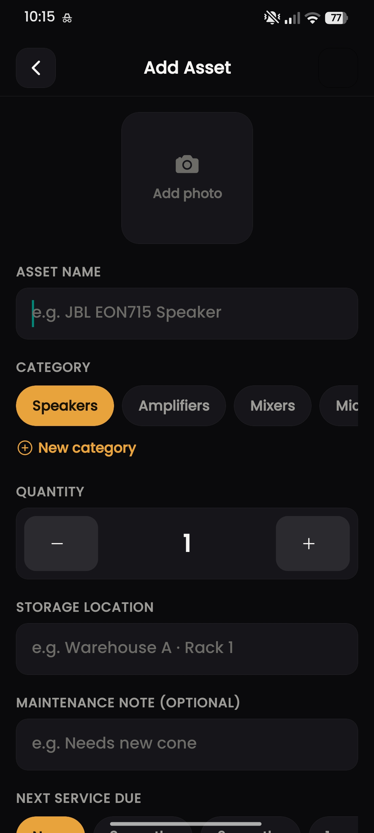 Add asset